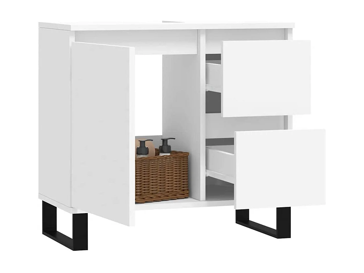 Mueble de baño blanco 65x33x60 cm madera contrachapada