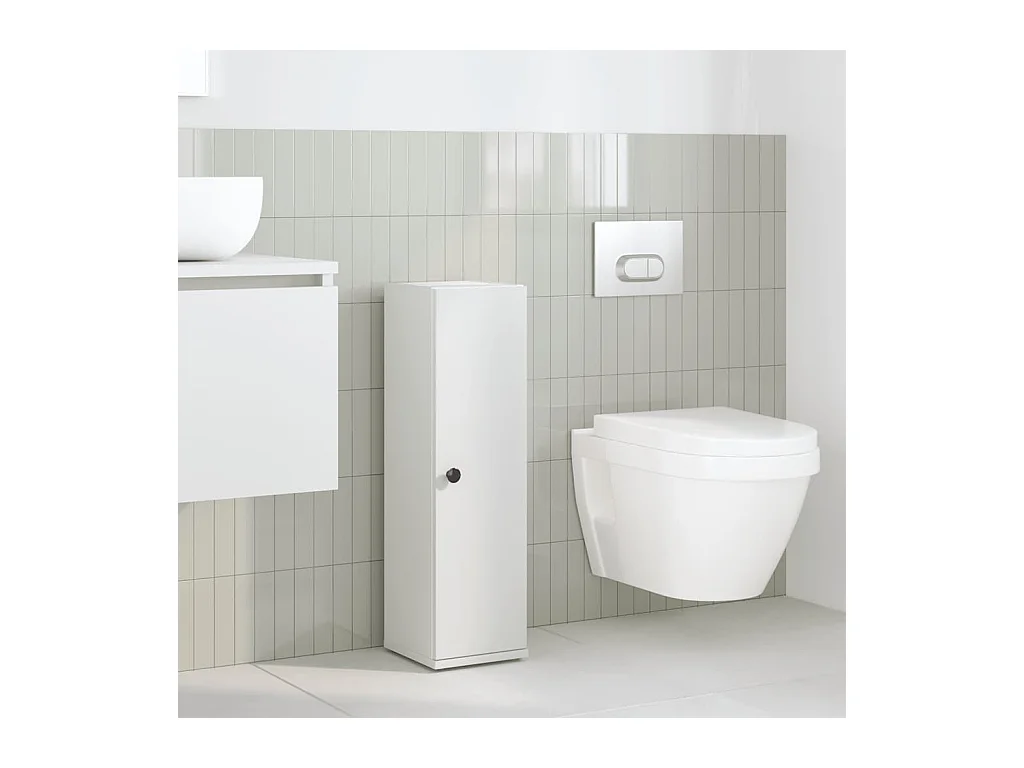 Meuble de salle de bain avec porte-rouleau blanc 20,5x22x72 cm