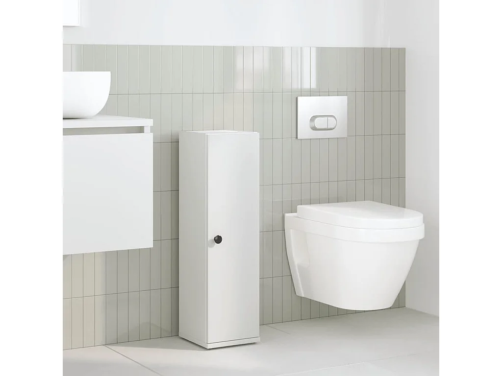 Meuble de salle de bain avec porte-rouleau blanc 20,5x22x72 cm
