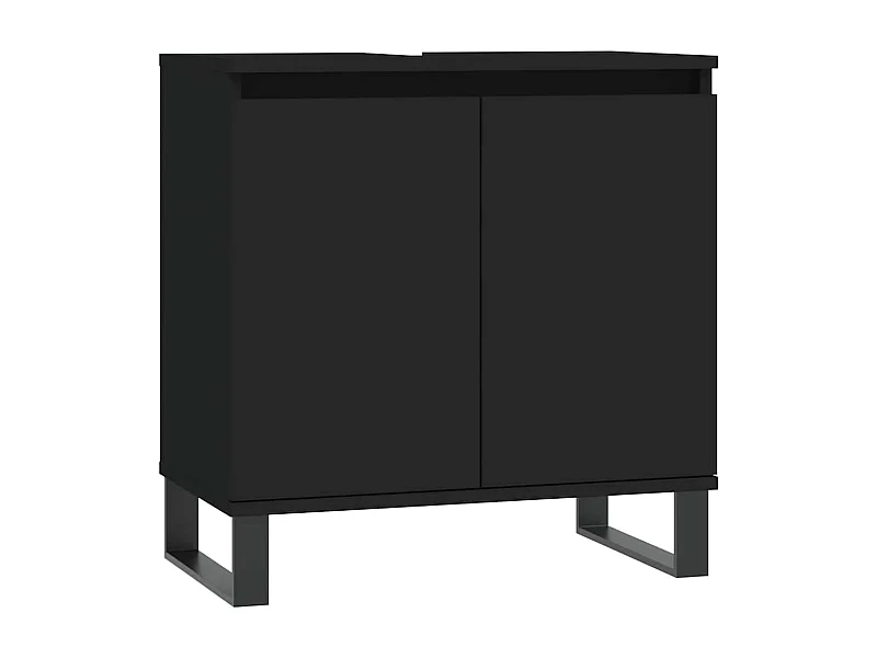 Mueble de baño negro 58x33x60 cm madera contrachapada