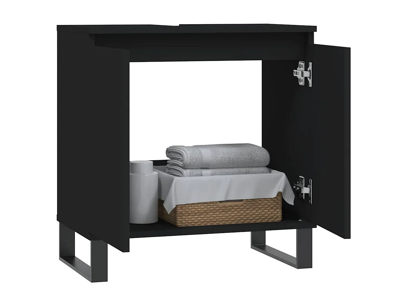 Mueble de baño negro 58x33x60 cm madera contrachapada