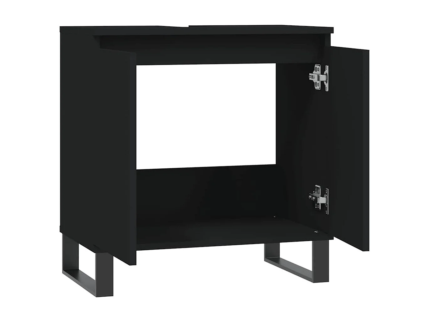 Mueble de baño negro 58x33x60 cm madera contrachapada