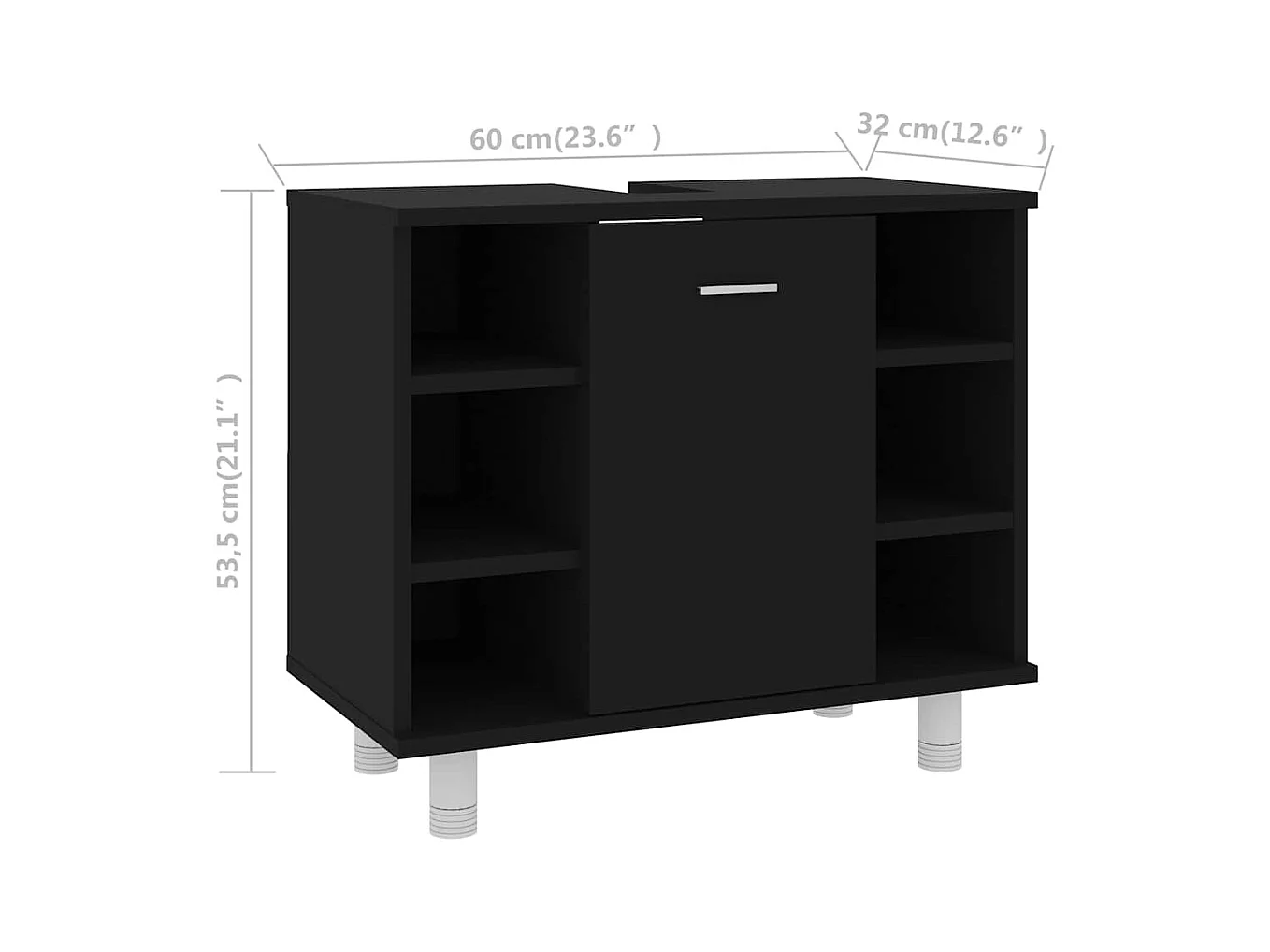 Badkamerkast Zwart 60x32x53,5 cm Technisch hout