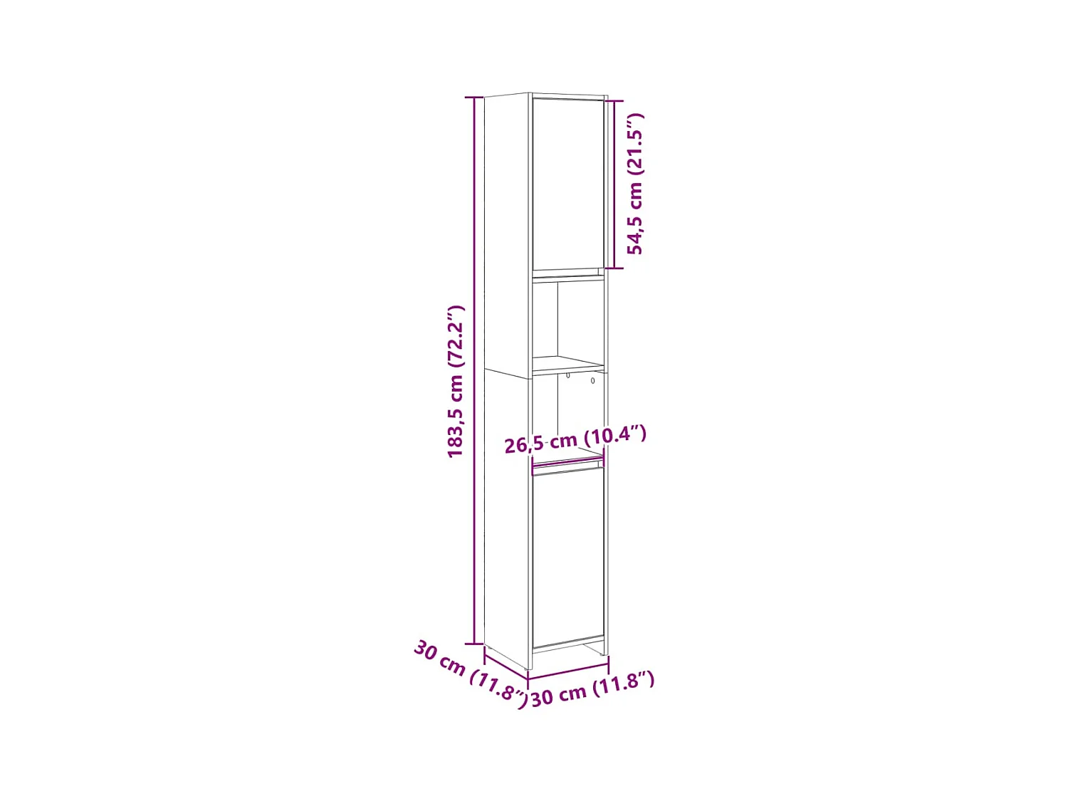 Mueble de baño roble Sonoma 30x30x183,5 cm Aglomerado