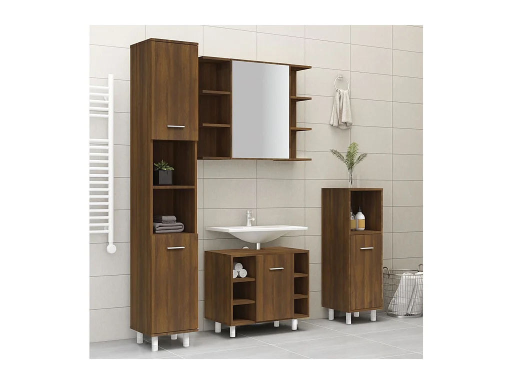 Mueble de baño Roble marrón 30x30x179 cm Madera de ingeniería