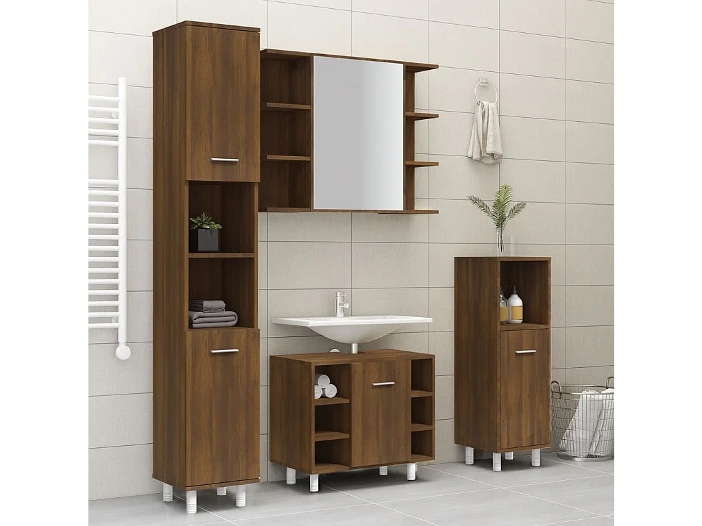 Mobile bagno Rovere marrone 30x30x179 cm Legno ingegnerizzato