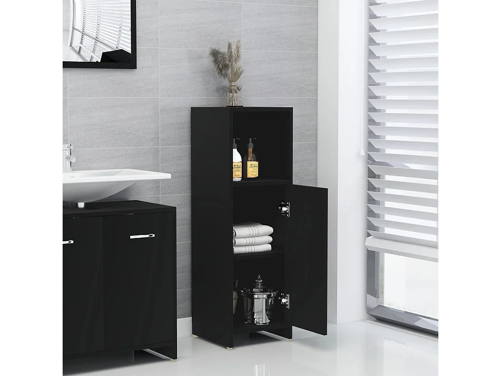 Badkamerkast Zwart 30x30x95 cm Technisch hout