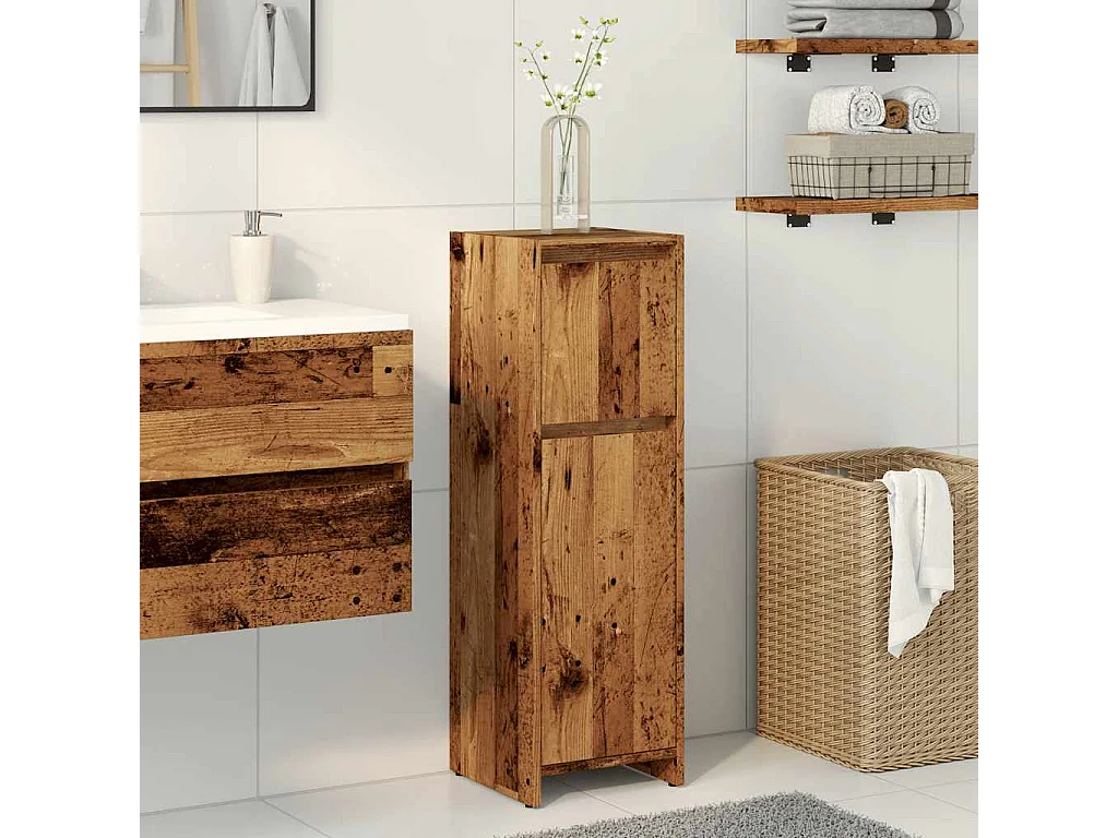 Armoire de salle de bain vieux bois 30x30x95 cm bois ingénierie