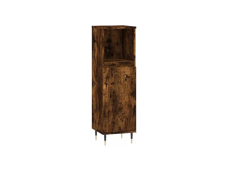 Mobile bagno in rovere affumicato 30x30x100 cm in legno ingegnerizzato