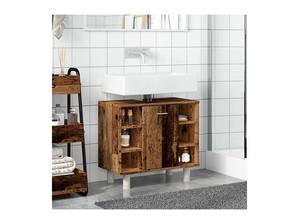 Armoire de salle de bain vieux bois 60x32x53,5 cm
