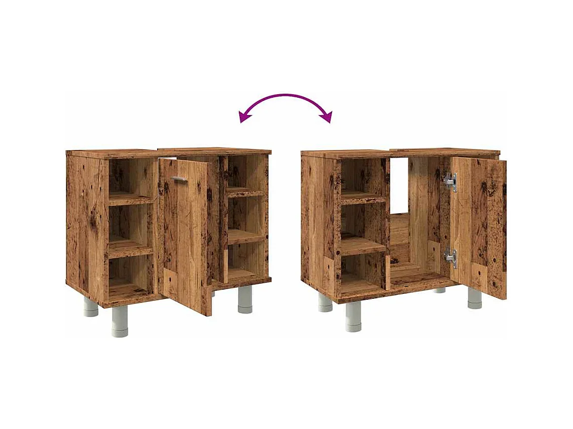 Armoire de salle de bain vieux bois 60x32x53,5 cm