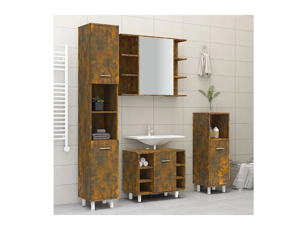 Mobile bagno Rovere affumicato 30x30x179 cm Legno composito