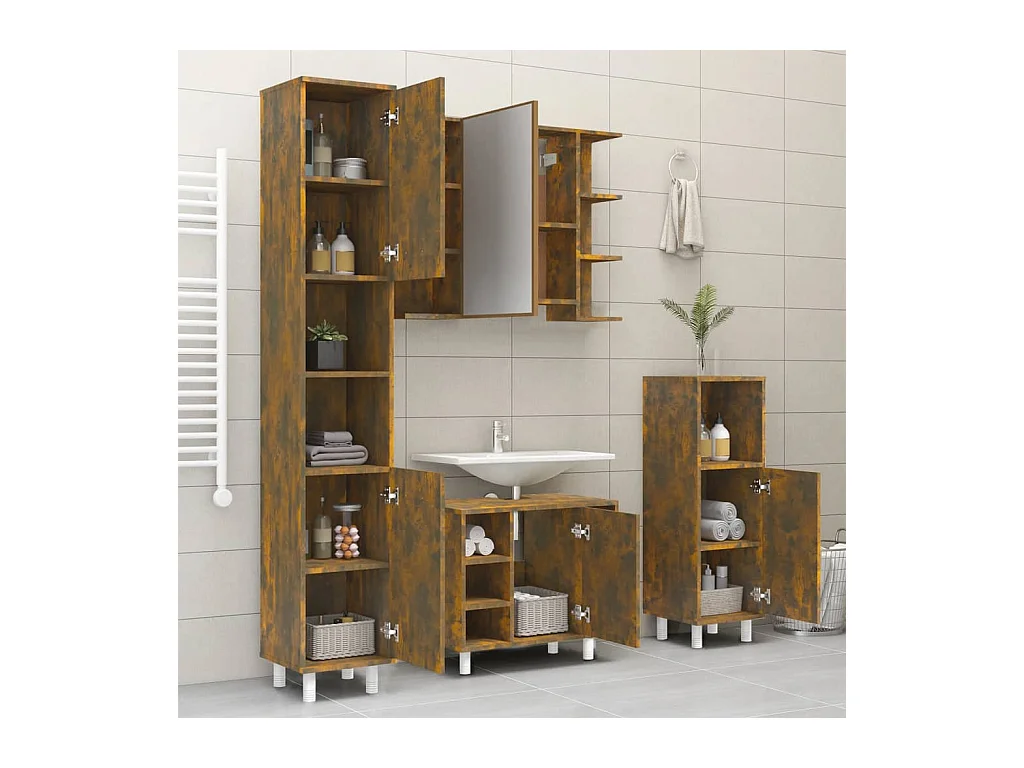 Mobile bagno Rovere affumicato 30x30x179 cm Legno composito