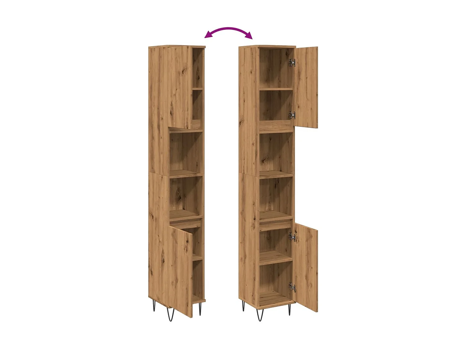 Armoire de salle de bain chêne artisanal 30x30x190 cm