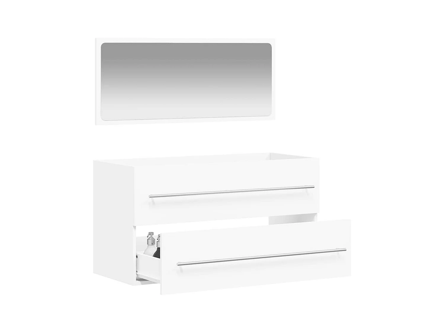 Badkamermeubel met spiegel wit bewerkt hout