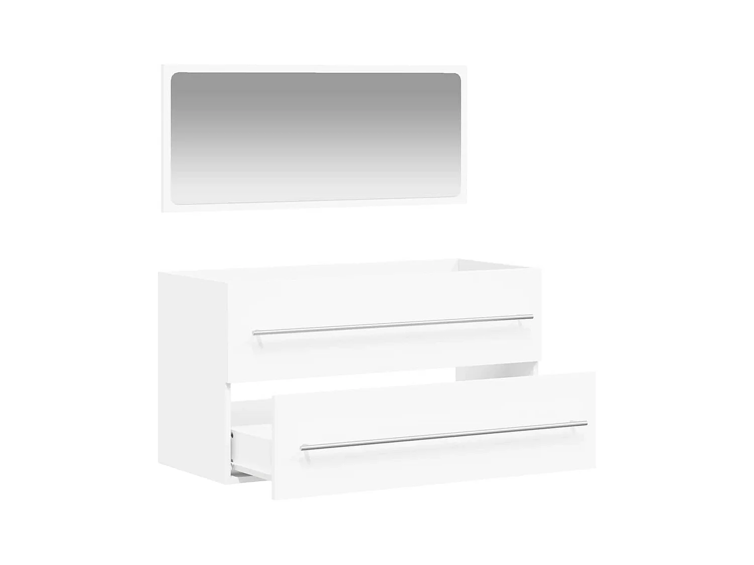 Badkamermeubel met spiegel wit bewerkt hout