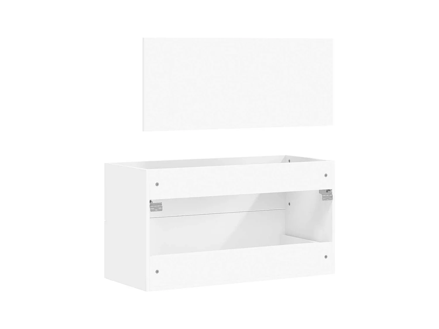 Badkamermeubel met spiegel wit bewerkt hout