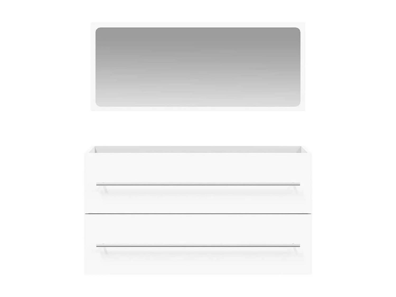 Mobile da bagno con specchio in legno ingegnerizzato bianco