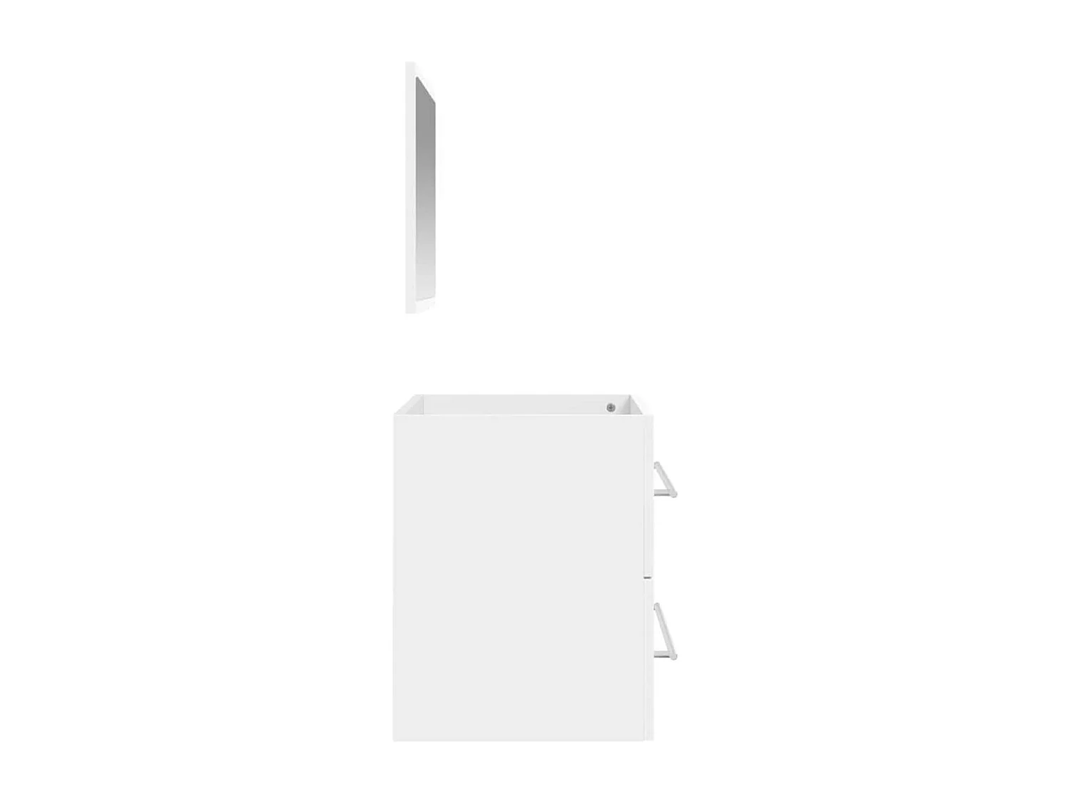 Mobile da bagno con specchio in legno ingegnerizzato bianco