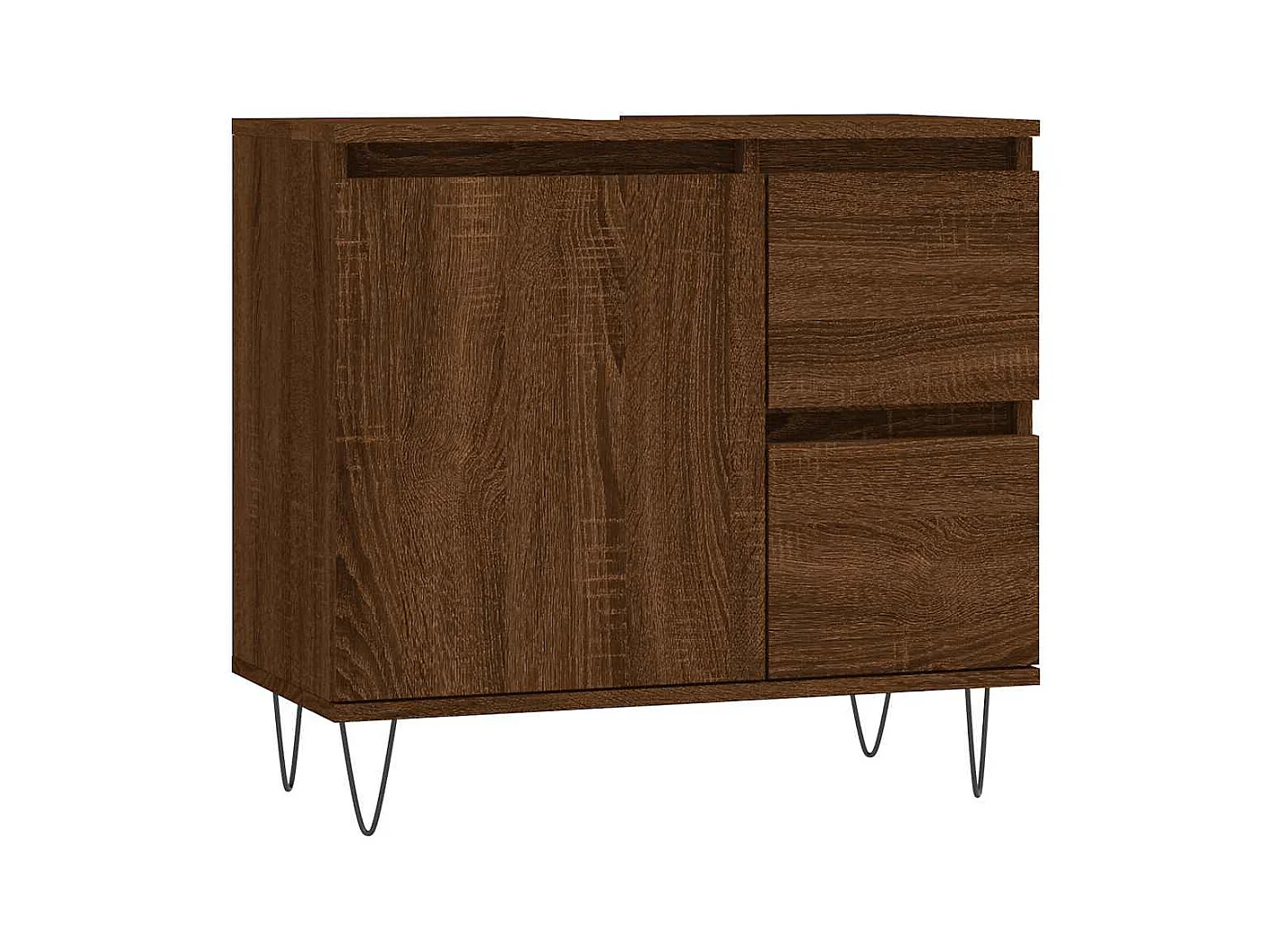 Badkamerkast bruin eiken 65x33x60 cm bewerkt hout