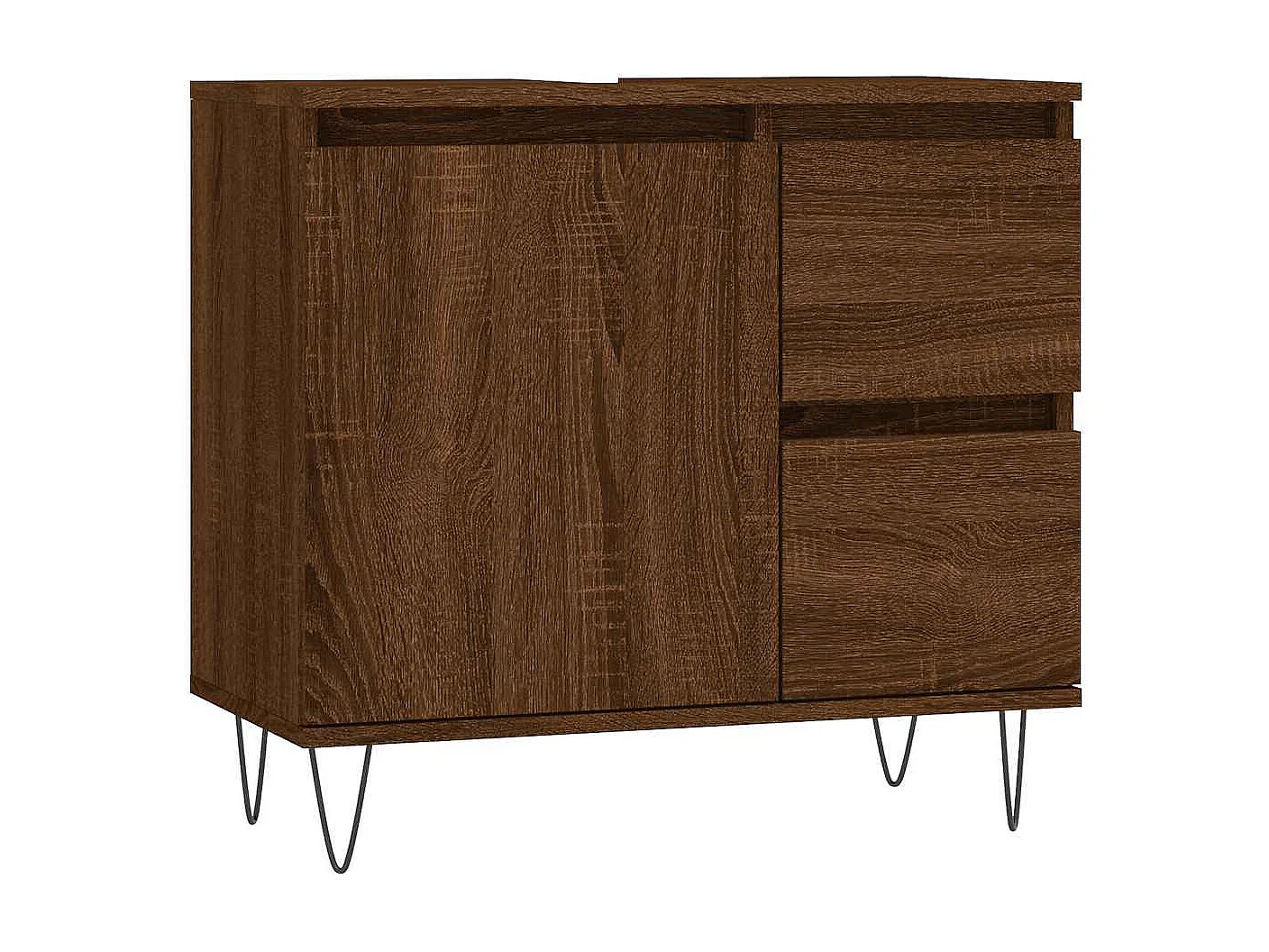 Badezimmerschrank Eiche braun 65x33x60 cm Holzwerkstoff
