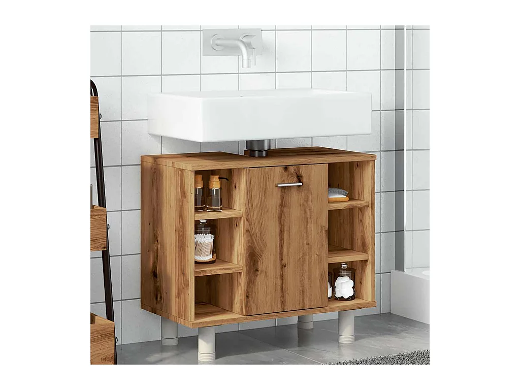 Mobile da bagno in rovere lavorato a mano 60x32x53,5 cm