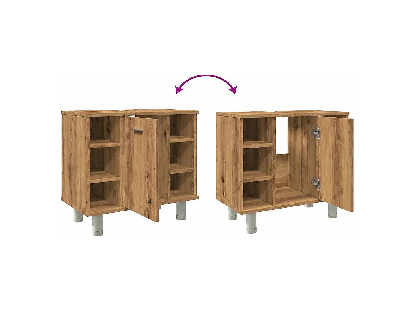 Mobile da bagno in rovere lavorato a mano 60x32x53,5 cm