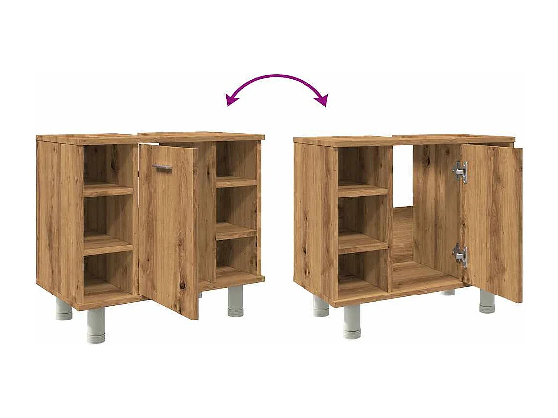 Mobile da bagno in rovere lavorato a mano 60x32x53,5 cm