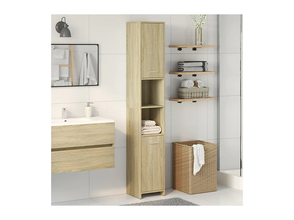 Mueble de baño roble Sonoma 30x30x183,5 cm Aglomerado