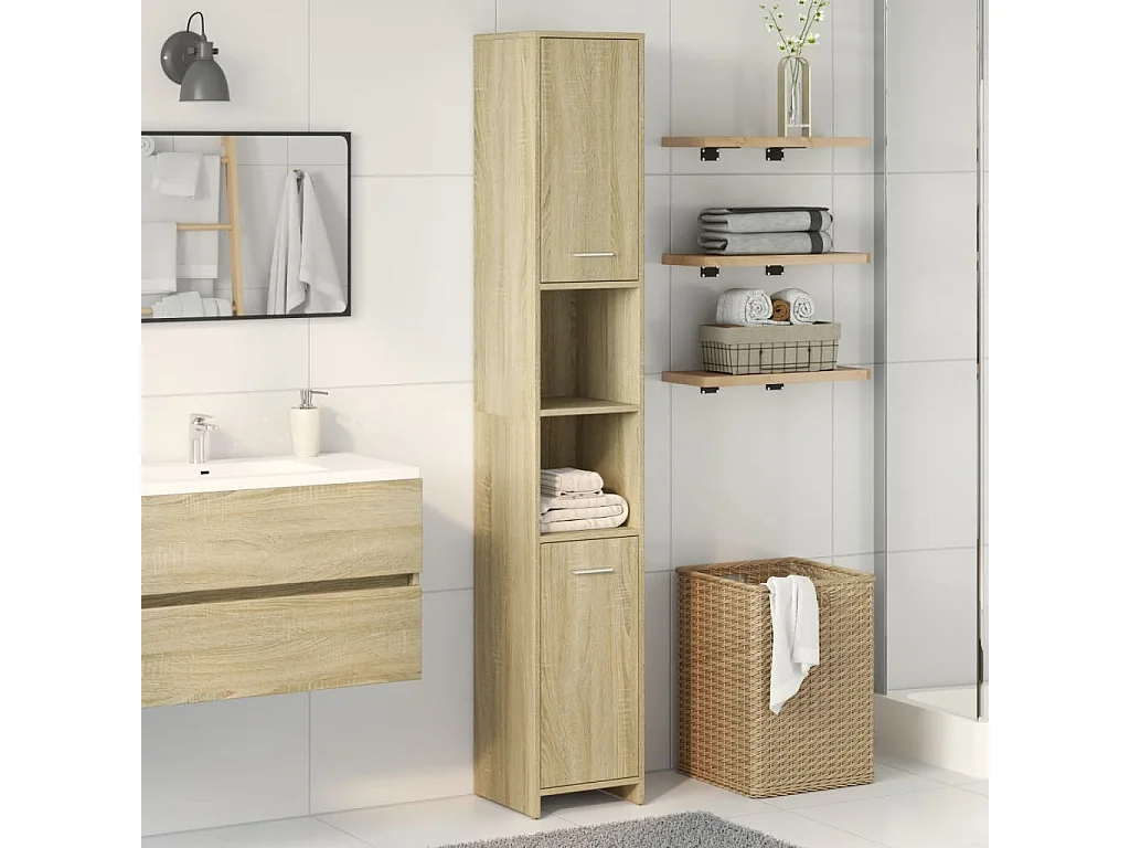 Mueble de baño roble Sonoma 30x30x183,5 cm Aglomerado