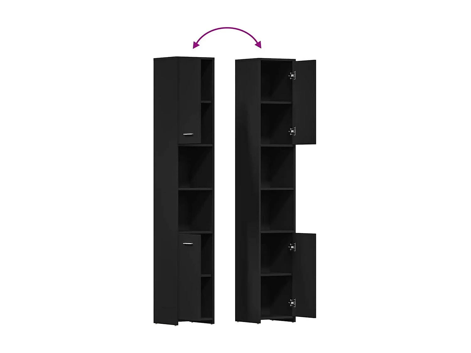 Badkamerkast Zwart 30x30x183,5 cm Technisch hout