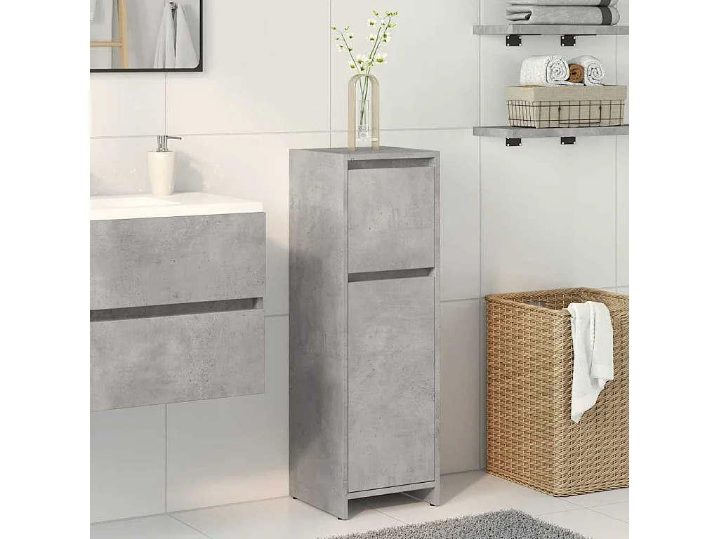 Armoire de salle de bain Gris béton 30x30x95 cm Aggloméré