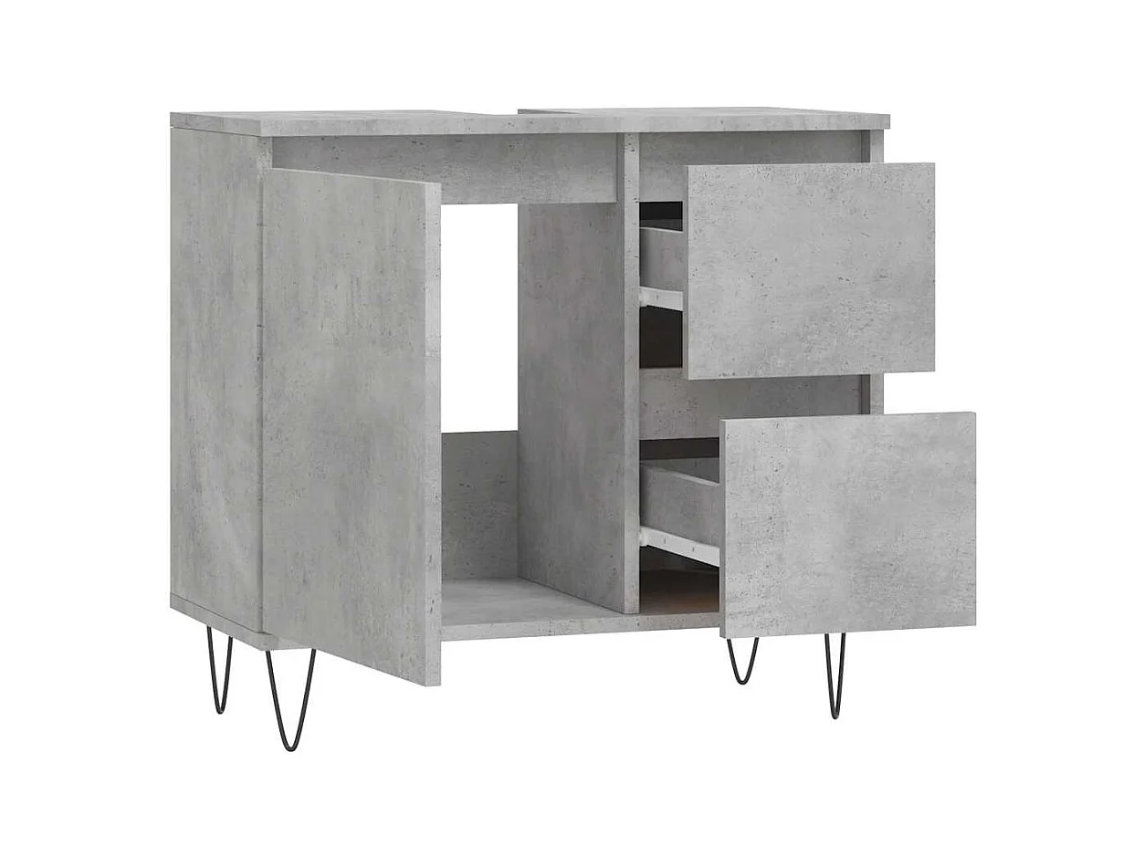 Mueble de baño gris hormigón 65x33x60 cm