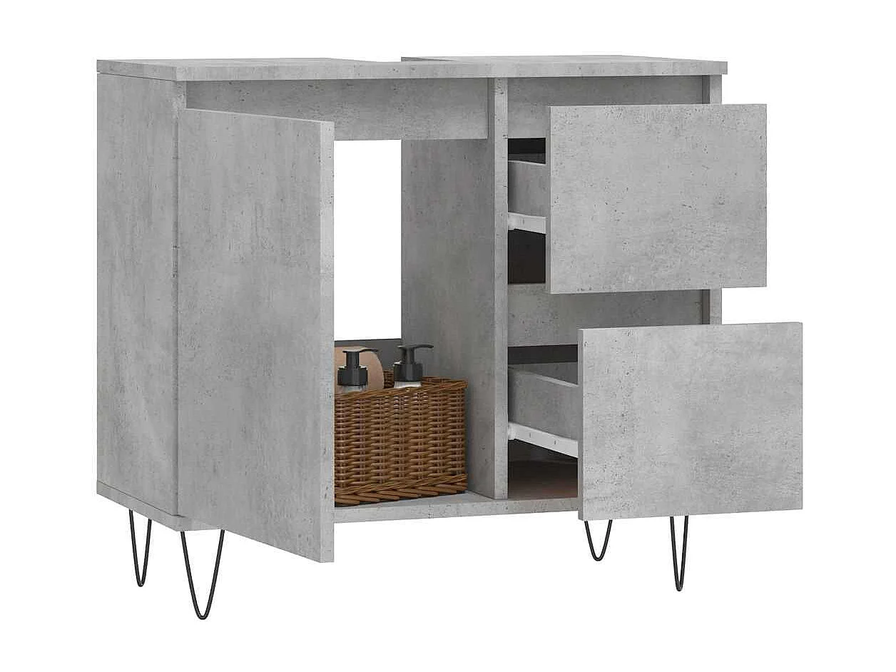 Mueble de baño gris hormigón 65x33x60 cm