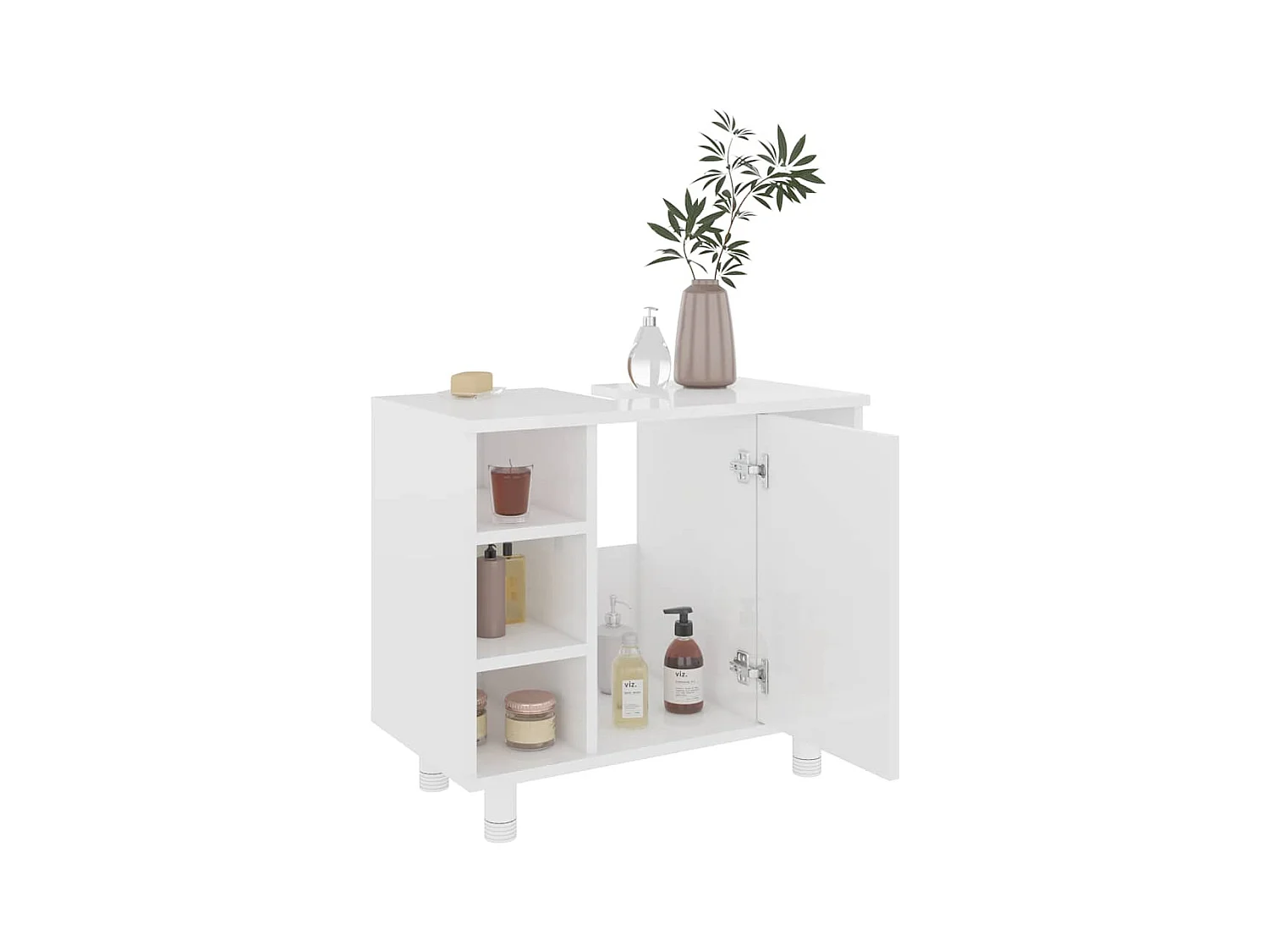 Badkamerkast glanzend wit bewerkt hout