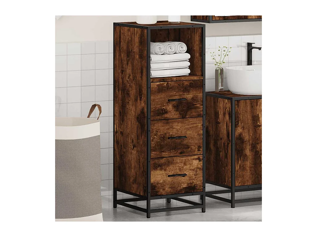 Mueble de baño roble ahumado 35x37,5x100cm madera de ingeniería