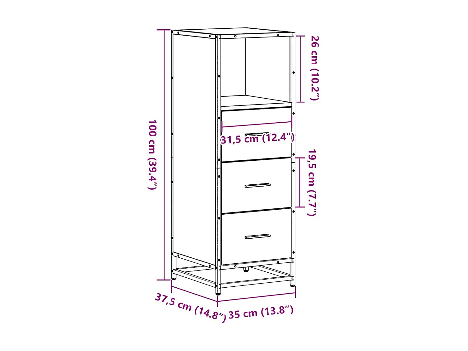 Mueble de baño roble ahumado 35x37,5x100cm madera de ingeniería