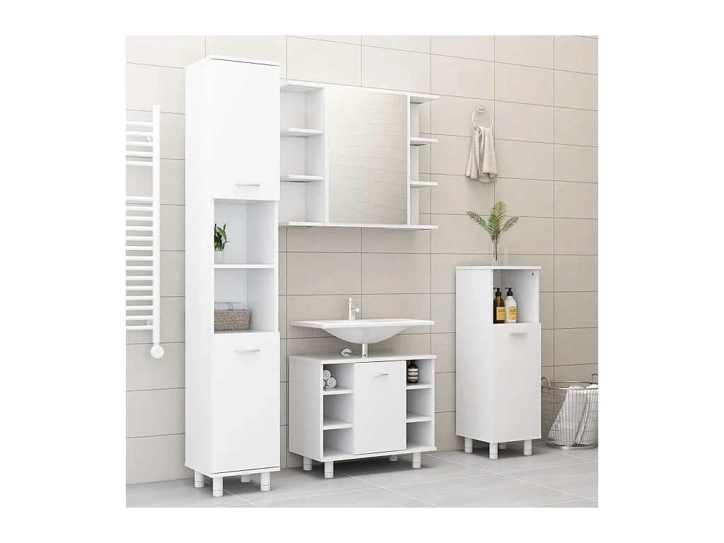 Badkamerkast Wit 30x30x95 cm Technisch hout