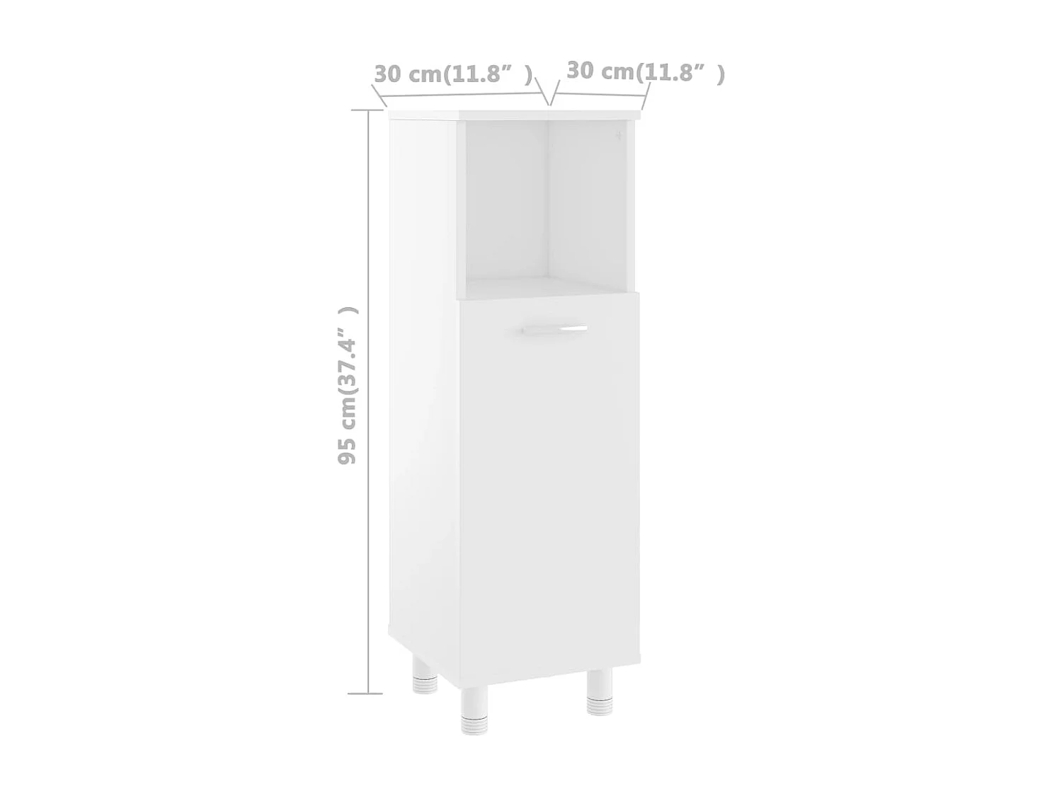 Mobile bagno Bianco 30x30x95 cm Legno ingegnerizzato