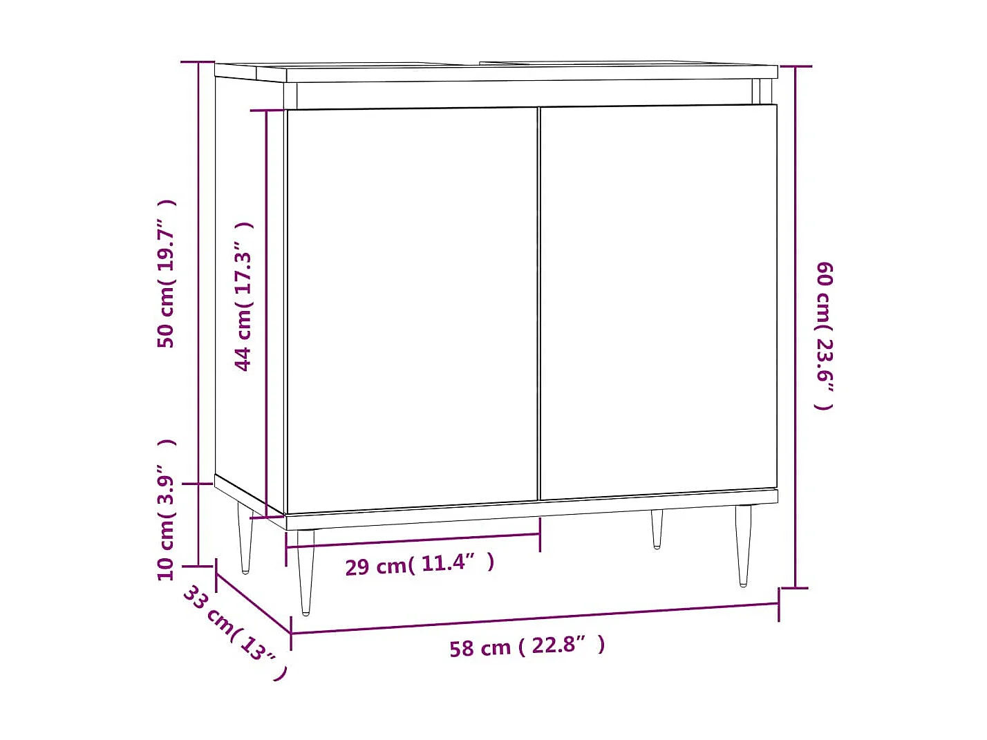Mueble de baño de roble Sonoma 58x33x60 cm madera de ingeniería