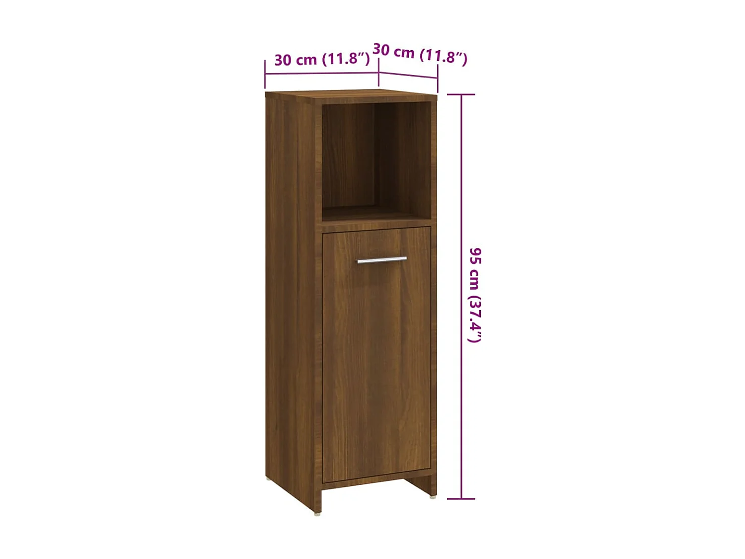 Badkamerkast Bruin eiken 30x30x95 cm Technisch hout