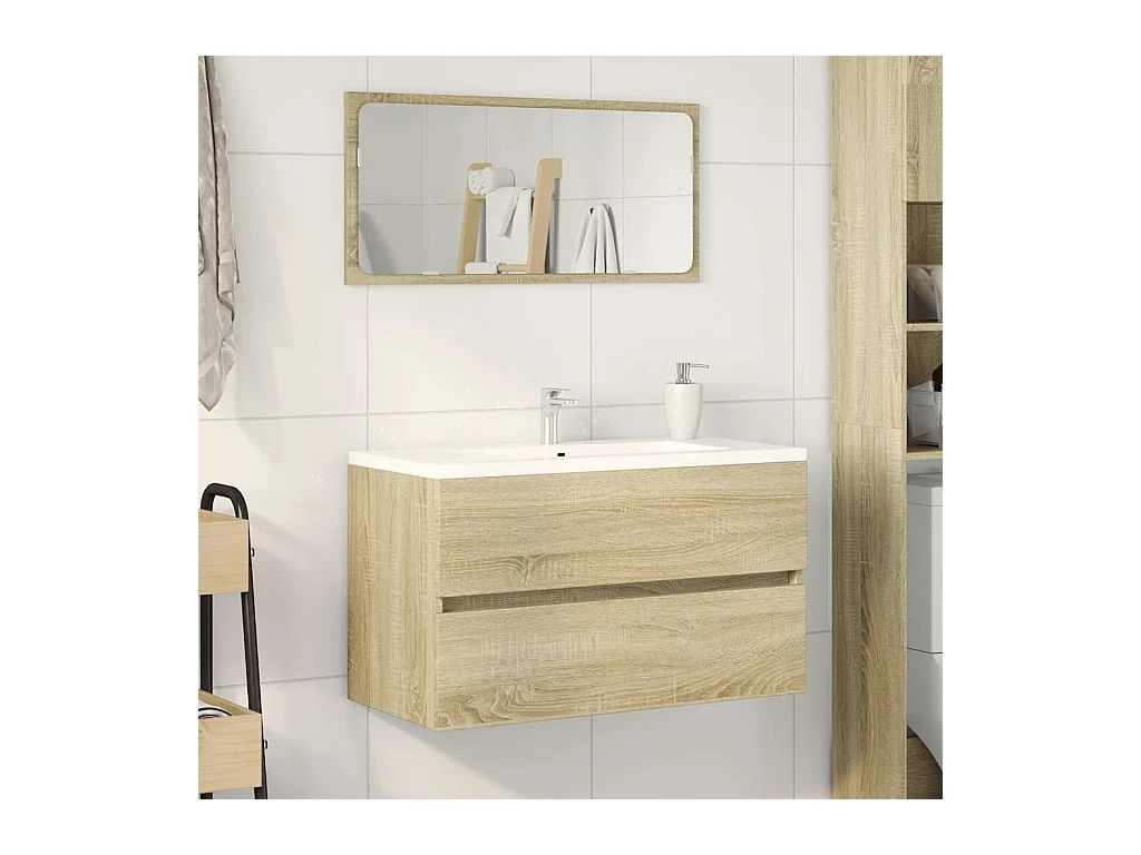 Badkamermeubel met spiegel Sonoma eiken 80x38,5x45 cm