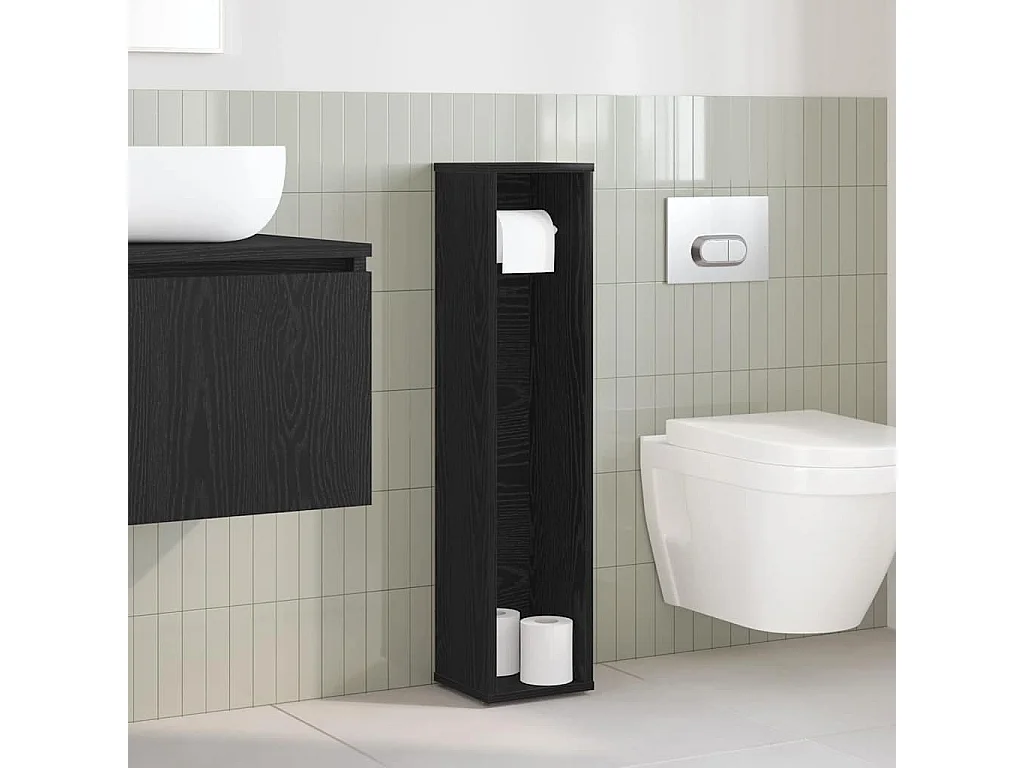 Badkamerkast met zwarte rolhouder 20,5x20x90 cm