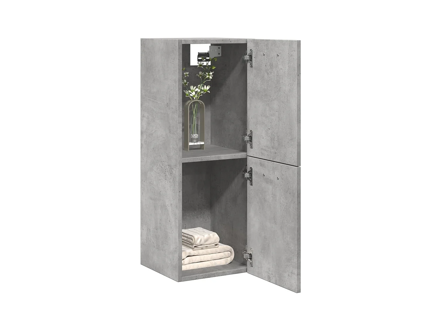 Mobiletto da bagno sospeso in legno ingegnerizzato grigio cemento