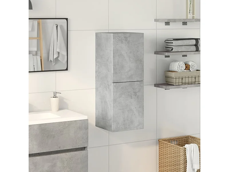 Armoire de salle de bain suspendue gris béton bois d'ingénierie