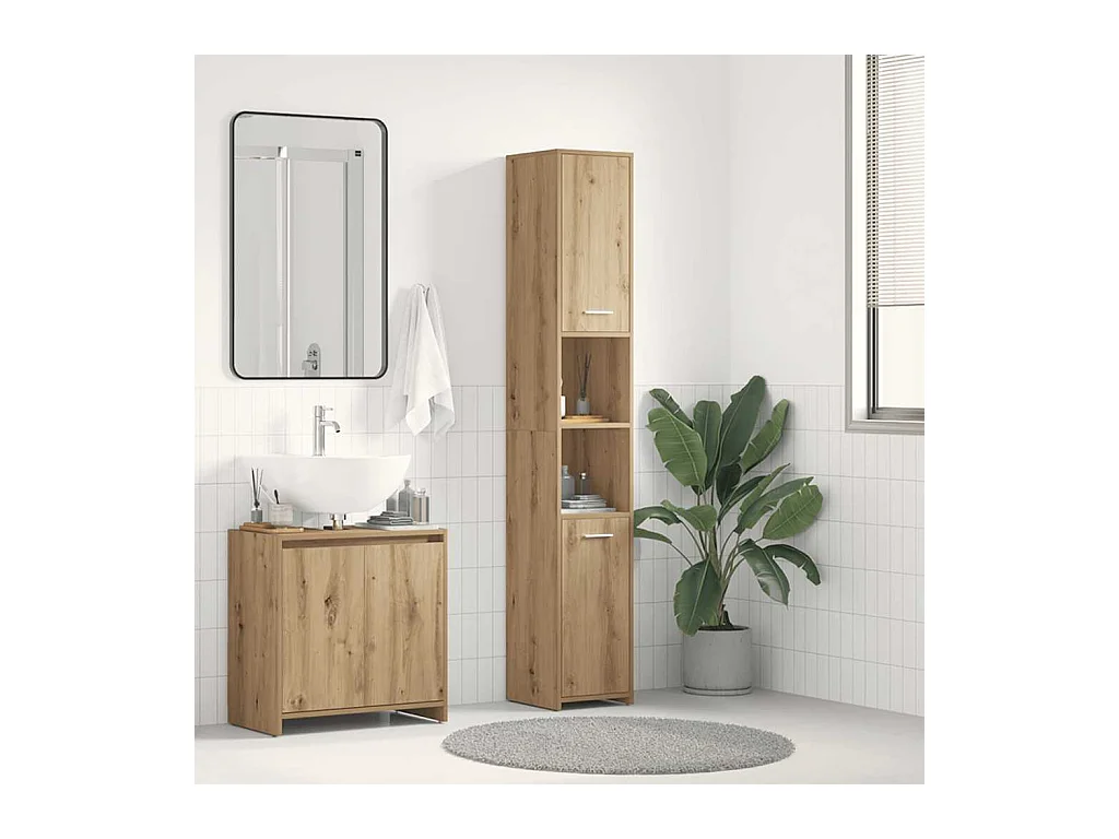 Mobile bagno in rovere lavorato a mano 30x30x183,5 cm