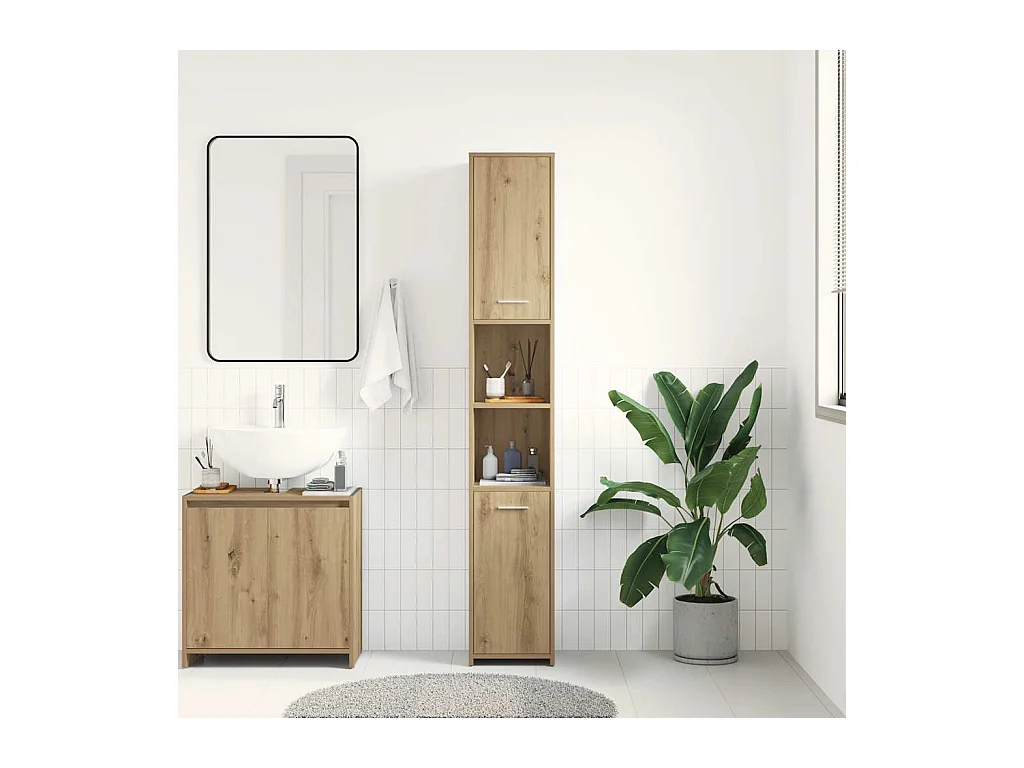Mobile bagno in rovere lavorato a mano 30x30x183,5 cm