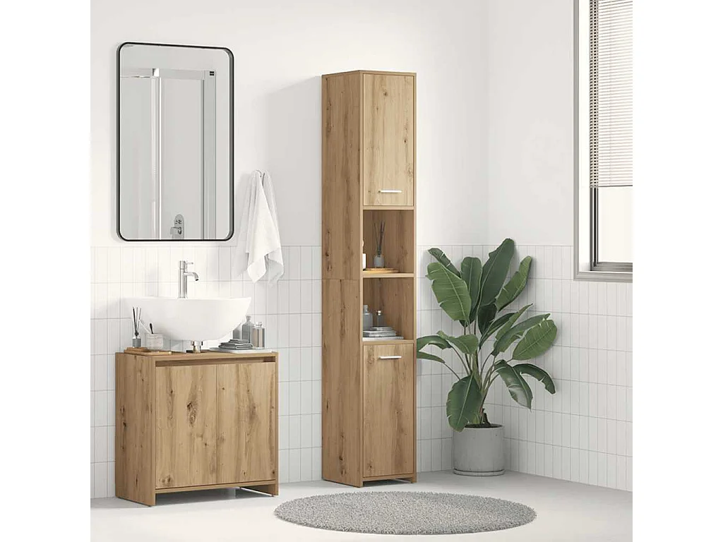 Armoire de salle de bain chêne artisanal 30x30x183,5 cm