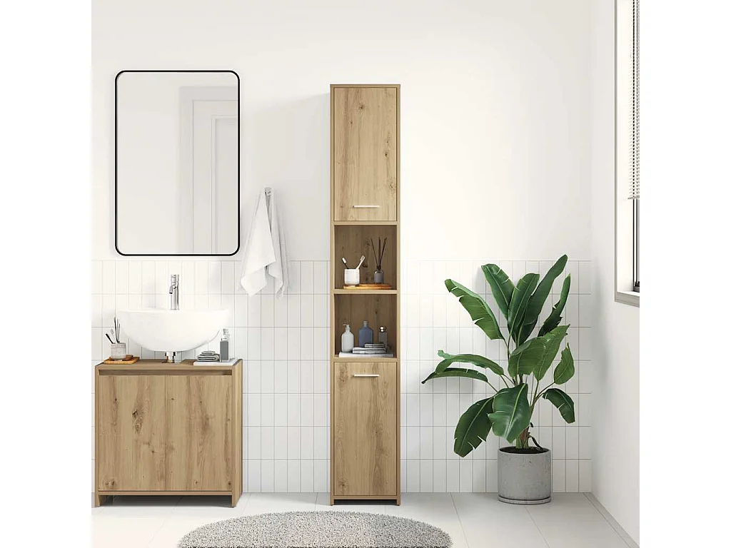 Armoire de salle de bain chêne artisanal 30x30x183,5 cm
