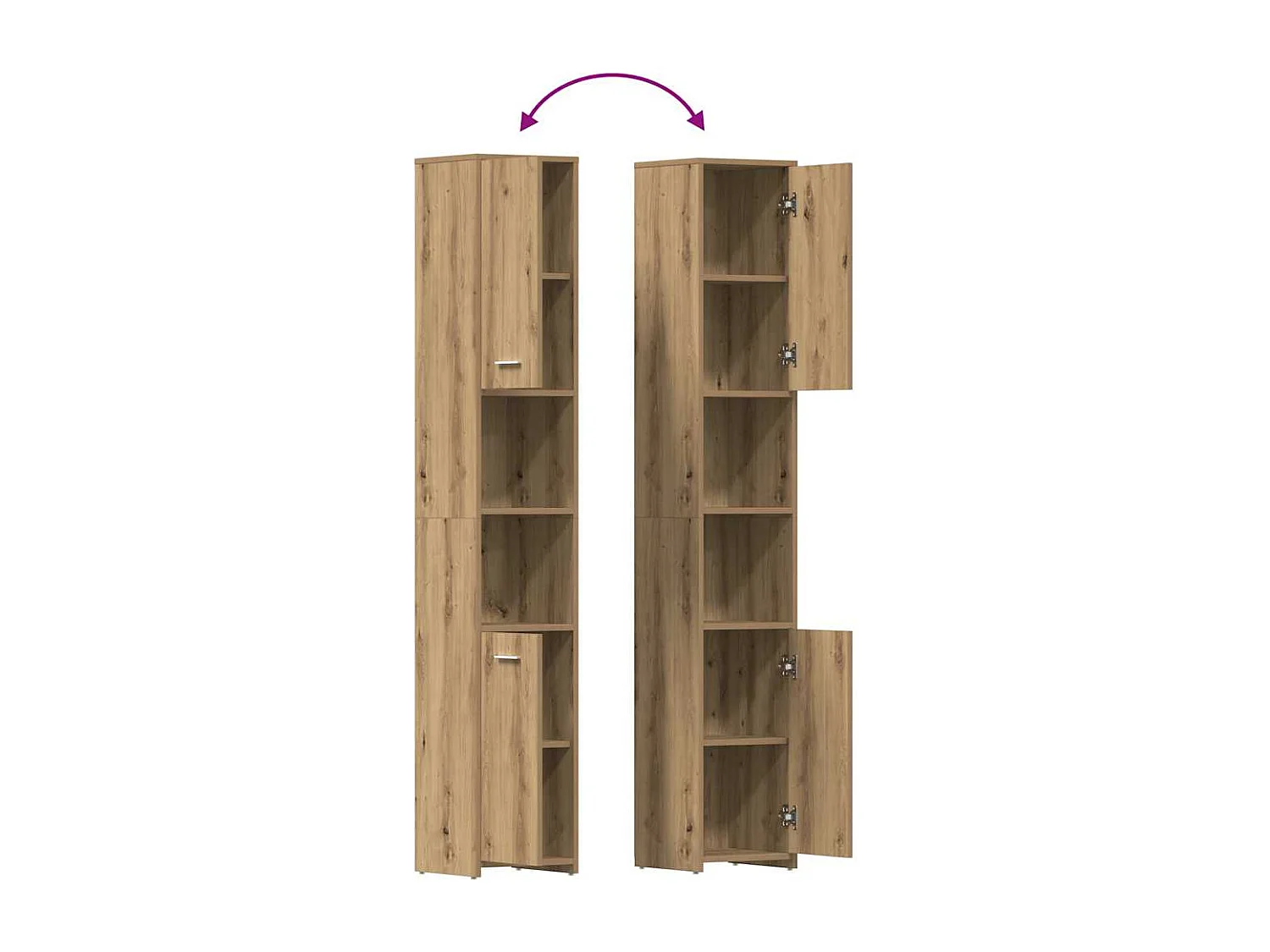 Armoire de salle de bain chêne artisanal 30x30x183,5 cm